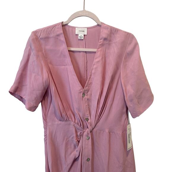 R.G. Kane Coastal Alexandria Pink Midi Button Down Front Shirt Dress Medium - Picture 6 of 12